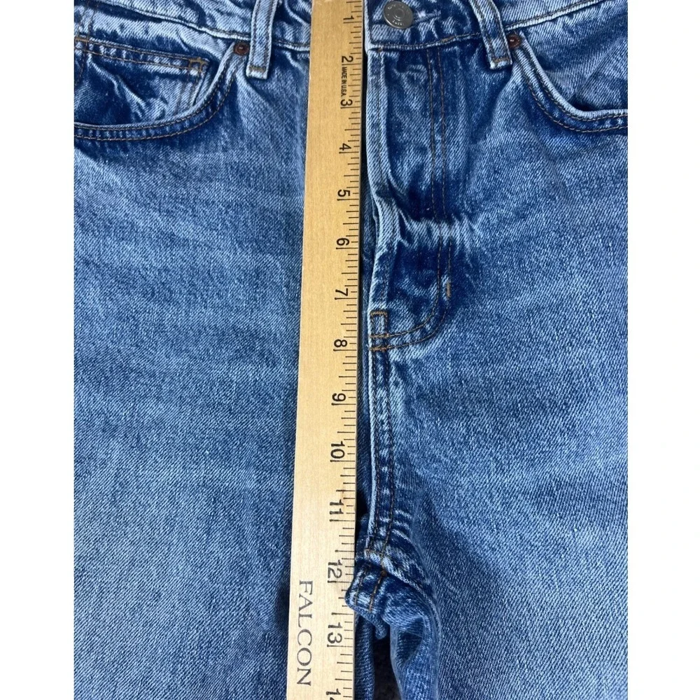 Reformation Camille Rowe Mid Rise Relaxed Straight Jeans Blue 26 Medium Wash